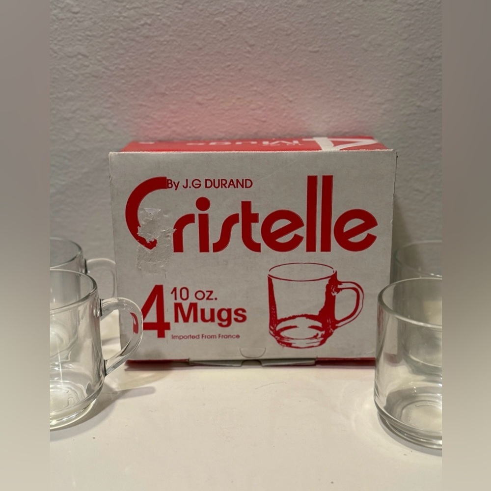 Vintage JG Durand French Cristelle Coffee/Tea Cup (Set of 4) Break Resistant - Picture 2 of 10